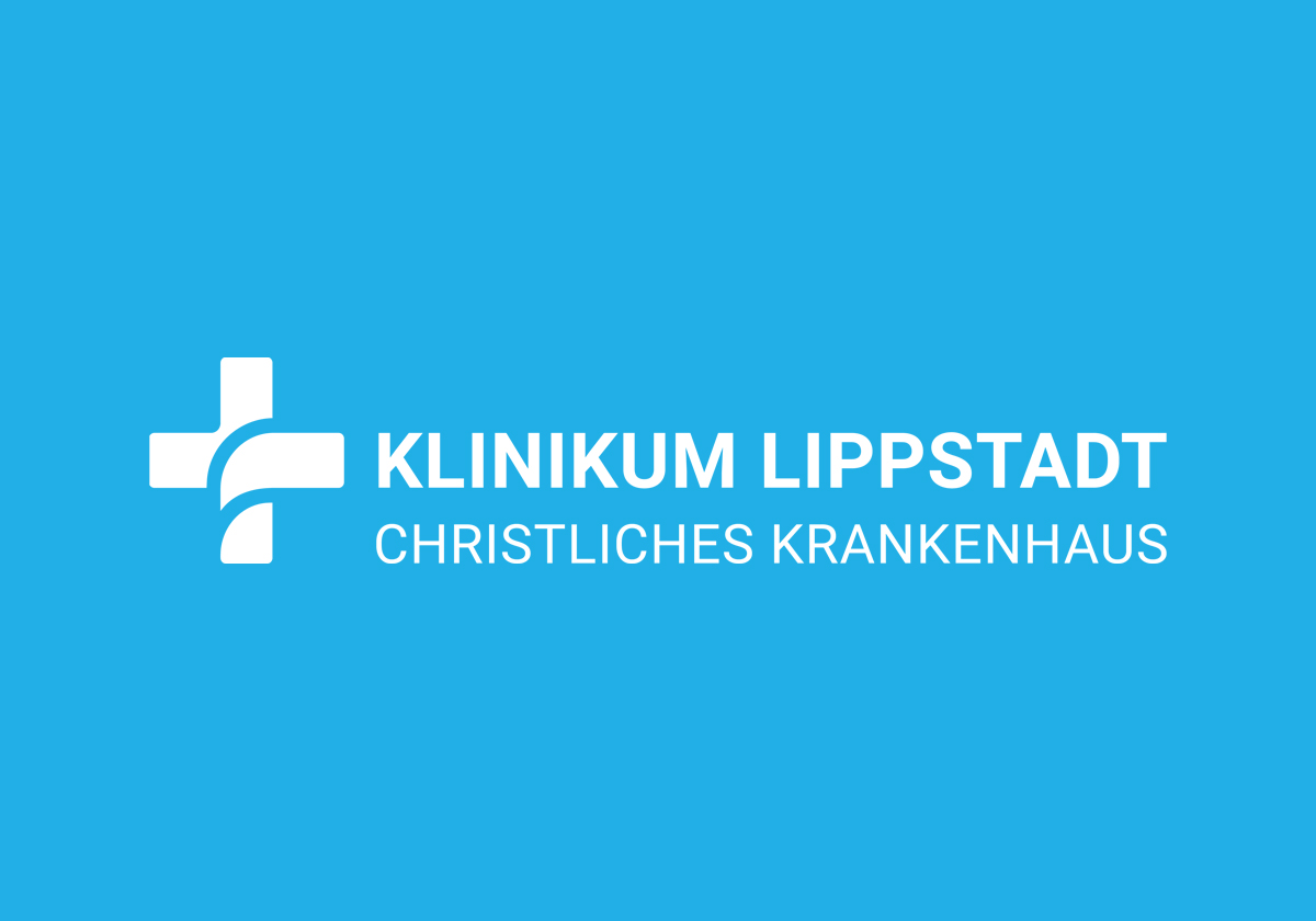 Bild Logo Klinikum Lippstadt weiß auf blauem Hintergrund